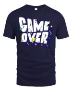 Game Over Funny Retro Gaming Typography Graphic T Shirt - navy t-shirt on white background