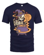 Funny Skeleton Witch Making Happiness Potion Cute Halloween T Shirt - navy t-shirt on white background
