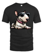 Cool Bull Terrier Dog With Sunglasses Funny Graphic T Shirt - black t-shirt on white background