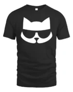 Stylish Cat Sunglasses Minimal Graphic Cool Cat T Shirt - black t-shirt on white background