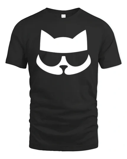Stylish Cat Sunglasses Minimal Graphic Cool Cat T Shirt - black t-shirt on white background