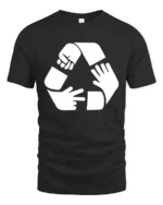 Funny Rock Paper Scissors Recycle Symbol Humor T Shirt - black t-shirt on white background