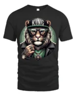 King Lion Streetwear Urban Style Cool Graphic T Shirt - black t-shirt on white background