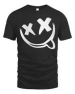 Edgy Smiley Face X Eyes Tongue Out Cool Graphic Tee - black t-shirt on white background