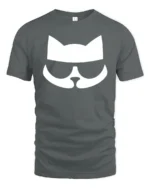 Stylish Cat Sunglasses Minimal Graphic Cool Cat T Shirt - gray t-shirt on white background