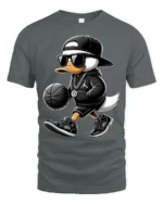 Hip Hop Duck Basketball Player Urban Style Graphic Tee - gray t-shirt on white background