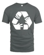 Funny Rock Paper Scissors Recycle Symbol Humor T Shirt - gray t-shirt on white background