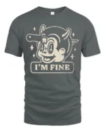 Funny Im Fine Cartoon Dog Dark Humor Graphic T Shirt - gray t-shirt on white background