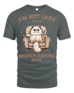 Im Not Lazy Im In Energy Saving Mode Funny Cat T Shirt - gray t-shirt on white background