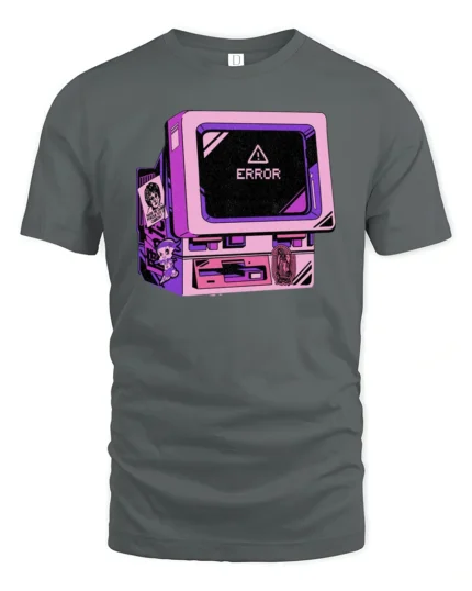 Retro Computer Error Message Vaporwave Aesthetic T Shirt - gray t-shirt on white background