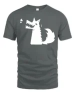 Funny Angry Dog Cartoon Minimalist Graphic Humor T Shirt - gray t-shirt on white background