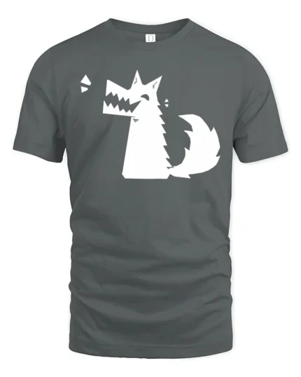 Funny Angry Dog Cartoon Minimalist Graphic Humor T Shirt - gray t-shirt on white background