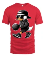 Hip Hop Duck Basketball Player Urban Style Graphic Tee - red t-shirt on white background