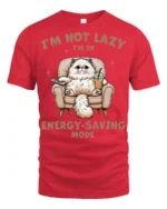 Im Not Lazy Im In Energy Saving Mode Funny Cat T Shirt - red t-shirt on white background