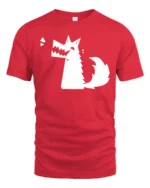Funny Angry Dog Cartoon Minimalist Graphic Humor T Shirt - red t-shirt on white background