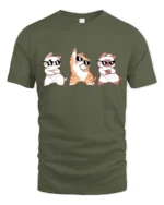 Funny Dancing Cats With Sunglasses Cute Cartoon T Shirt - military green t-shirt on white background