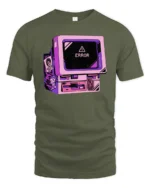 Retro Computer Error Message Vaporwave Aesthetic T Shirt - military green t-shirt on white background