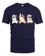 Funny Dancing Cats With Sunglasses Cute Cartoon T Shirt - navy t-shirt on white background