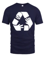 Funny Rock Paper Scissors Recycle Symbol Humor T Shirt - navy t-shirt on white background