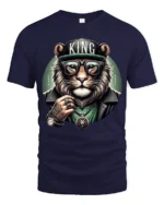 King Lion Streetwear Urban Style Cool Graphic T Shirt - navy t-shirt on white background