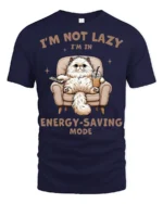Im Not Lazy Im In Energy Saving Mode Funny Cat T Shirt - navy t-shirt on white background