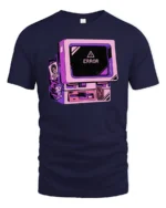Retro Computer Error Message Vaporwave Aesthetic T Shirt - navy t-shirt on white background