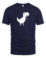 Pixel Dinosaur Offline Chrome Dino Funny Retro Gaming T Shirt - navy t-shirt on white background