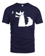 Funny Angry Dog Cartoon Minimalist Graphic Humor T Shirt - navy t-shirt on white background