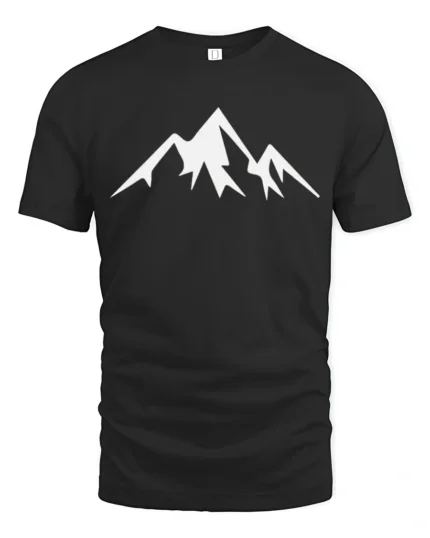 Minimalist Mountain Peak Nature Adventure Graphic T Shirt - black t-shirt on white background