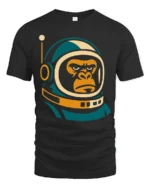 Cool Astronaut Gorilla Space Ape Retro Graphic T Shirt - black t-shirt on white background