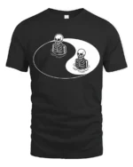 Yin Yang Skeleton Balance Dark Humor Aesthetic Graphic T Shirt - black t-shirt on white background