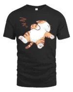Funny Lazy Cat Nap Time Cozy Cartoon Graphic T Shirt - black t-shirt on white background