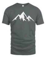 Minimalist Mountain Peak Nature Adventure Graphic T Shirt - gray t-shirt on white background