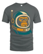 Cool Astronaut Gorilla Space Ape Retro Graphic T Shirt - gray t-shirt on white background