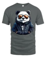 Cool Panda Sunglasses Streetwear Graphic T Shirt Stylish Tee - gray t-shirt on white background