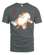 Funny Lazy Cat Nap Time Cozy Cartoon Graphic T Shirt - gray t-shirt on white background