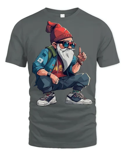 Cool Streetwear Gnome Hipster Urban Style Graphic T Shirt - gray t-shirt on white background