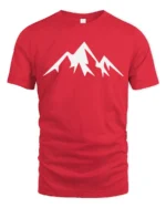 Minimalist Mountain Peak Nature Adventure Graphic T Shirt - red t-shirt on white background