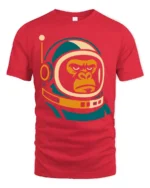 Cool Astronaut Gorilla Space Ape Retro Graphic T Shirt - red t-shirt on white background