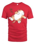 Funny Lazy Cat Nap Time Cozy Cartoon Graphic T Shirt - red t-shirt on white background