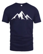 Minimalist Mountain Peak Nature Adventure Graphic T Shirt - navy t-shirt on white background