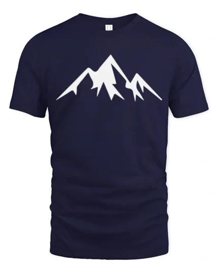 Minimalist Mountain Peak Nature Adventure Graphic T Shirt - navy t-shirt on white background