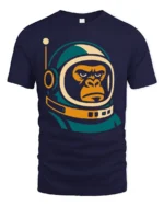 Cool Astronaut Gorilla Space Ape Retro Graphic T Shirt - navy t-shirt on white background