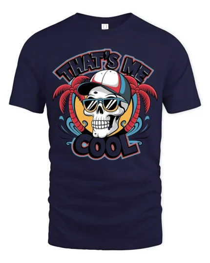 Thats Me Cool Skull Sunglasses Summer Vibes Graphic T Shirt - navy t-shirt on white background