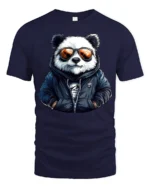 Cool Panda Sunglasses Streetwear Graphic T Shirt Stylish Tee - navy t-shirt on white background