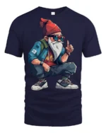 Cool Streetwear Gnome Hipster Urban Style Graphic T Shirt - navy t-shirt on white background