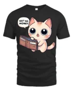 Funny Broke Cat No Money Wallet Cute Cartoon Graphic T Shirt - black t-shirt on white background