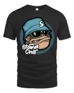 Stay Chill Monkey With Sunglasses Funny Cartoon Graphic T Shirt - black t-shirt on white background