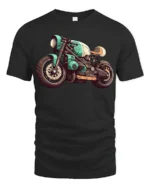Vintage Cafe Racer Motorcycle Graphic T Shirt Retro Biker Style Tee - black t-shirt on white background