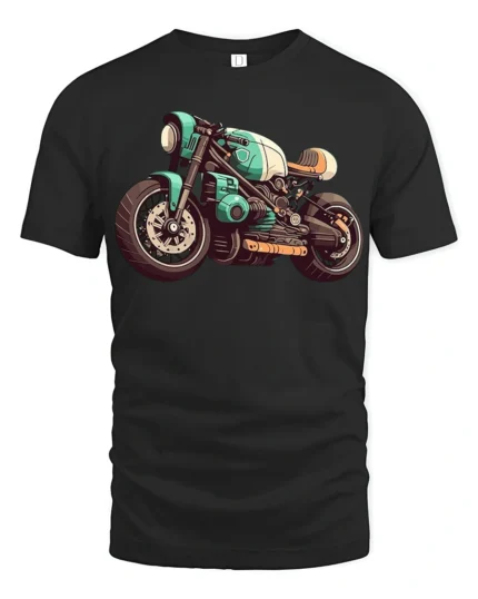 Vintage Cafe Racer Motorcycle Graphic T Shirt Retro Biker Style Tee - black t-shirt on white background